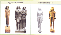 vergelijking tussen egyptische en archaische kunst